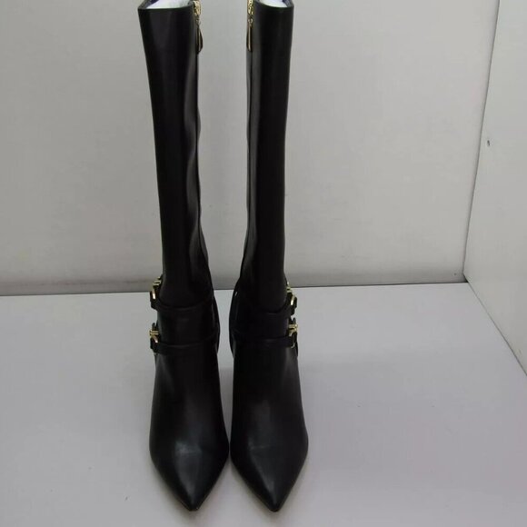 NEW WHITE HOUSE BLACK MARKET  Tall Double Buckle Boot Pointed Toe Black Size 8 - Picture 2 of 10